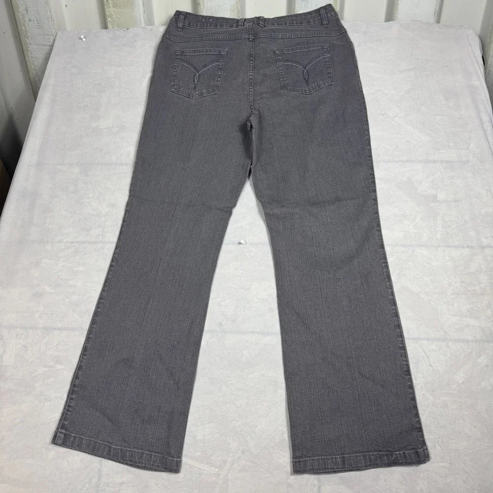 Westport Womens Bootcut Leg Jeans Gray Denim Stretch Zipper Fly 5-Pocket Size 14